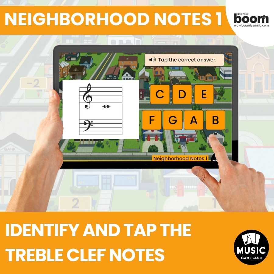 Treble Clef Notes C to C (Neighborhood Notes 1) Boom™ Cards Digital Music Game