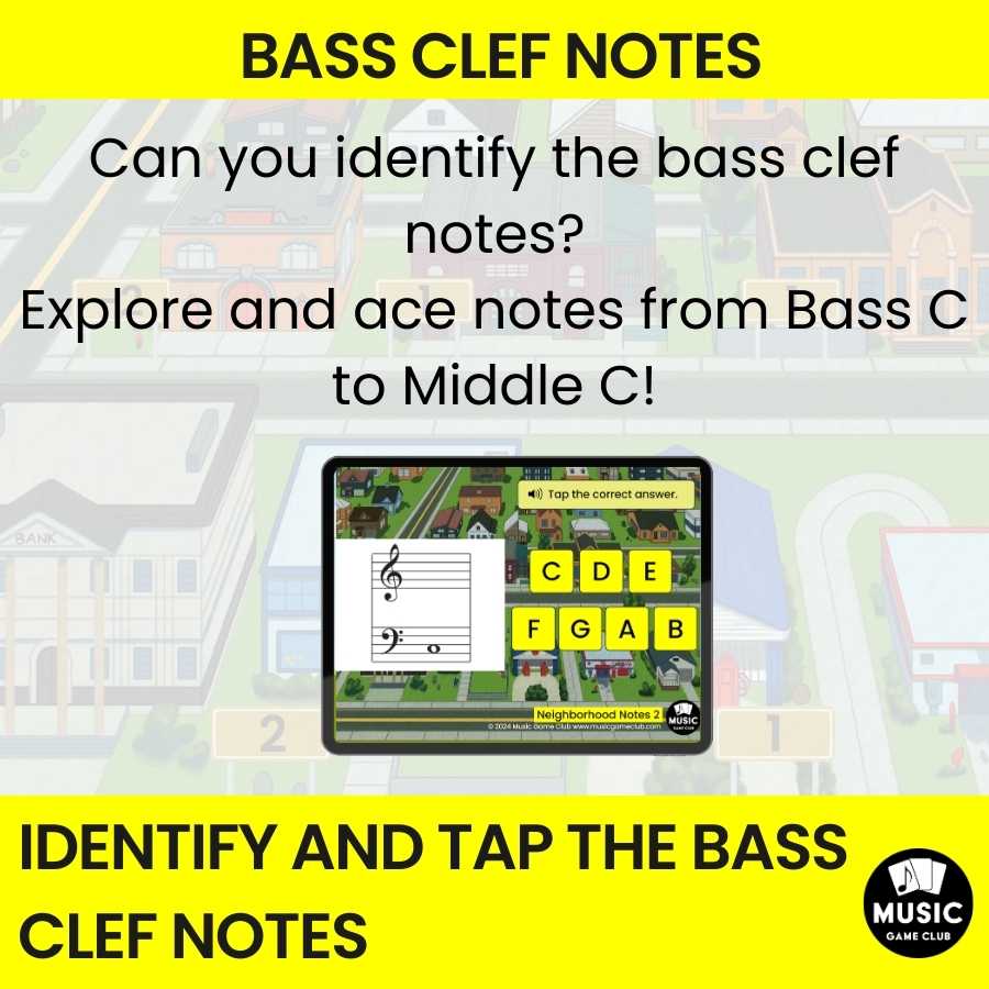 Bass Clef Notes C to C (Neighborhood Notes 2) Boom™ Cards Digital Music Game