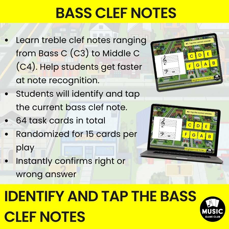 Bass Clef Notes C to C (Neighborhood Notes 2) Boom™ Cards Digital Music Game