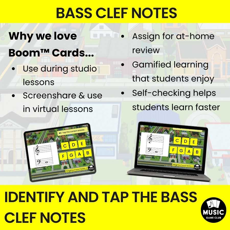 Bass Clef Notes C to C (Neighborhood Notes 2) Boom™ Cards Digital Music Game