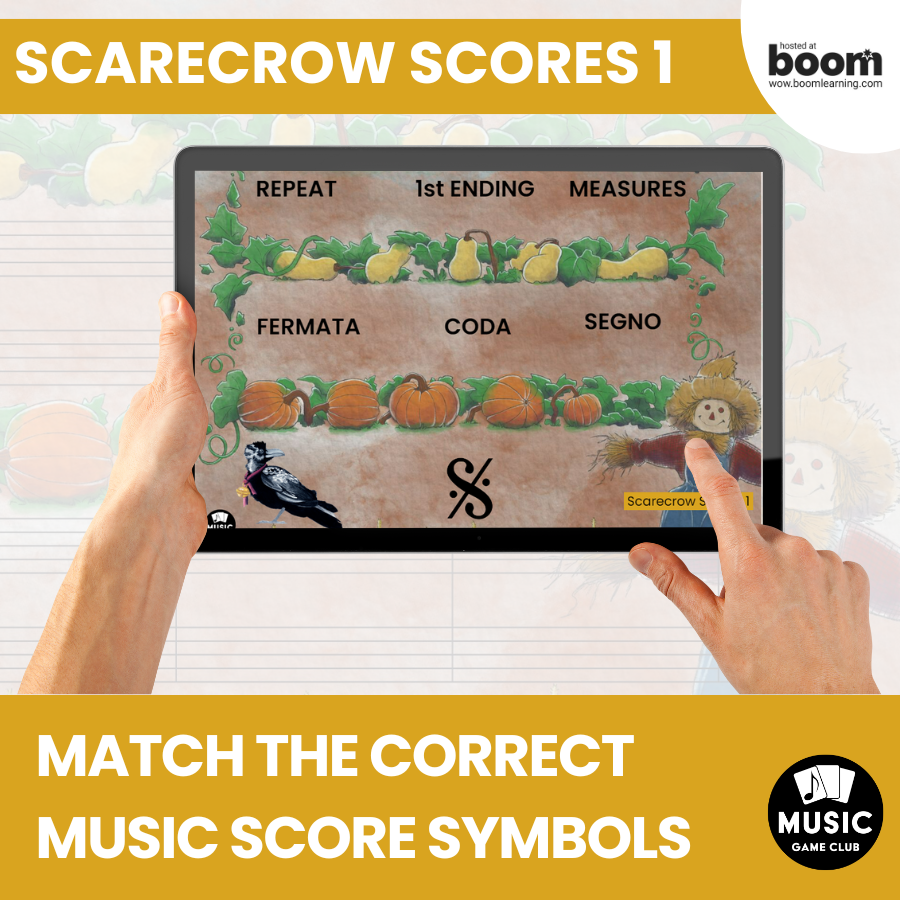 Match the Music Score Symbols (Scarecrow Scores 1) Boom™ Cards Digital Music Game