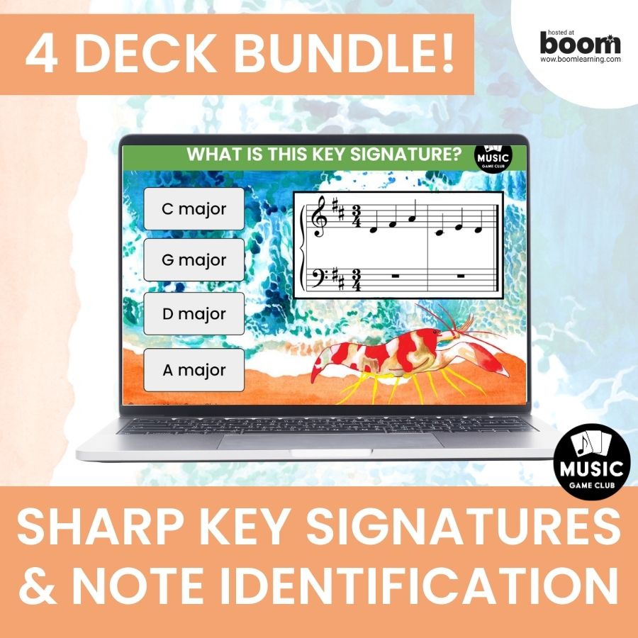 Sharp Key Signatures Note Identification Bundle Boom™ Cards Digital Music Game