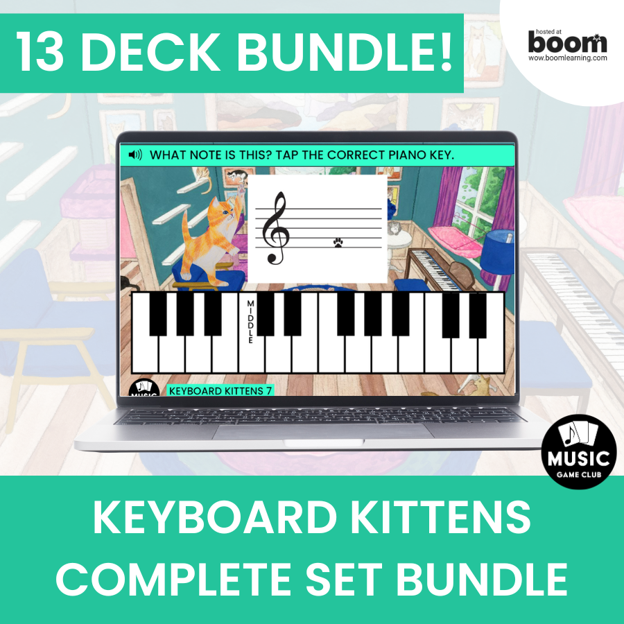 Keyboard Kittens : Complete Set Bundle  Boom™ Cards Digital Music Game