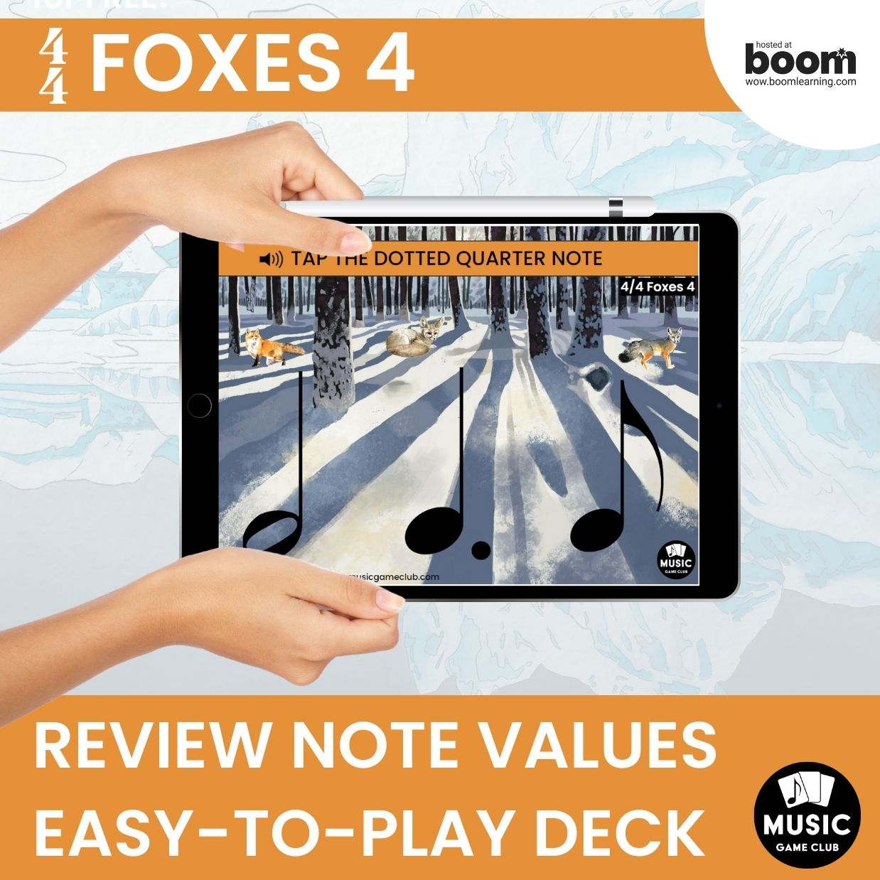 Easy Note Values Boom™ Cards Digital Music Game (4/4 Foxes 4)