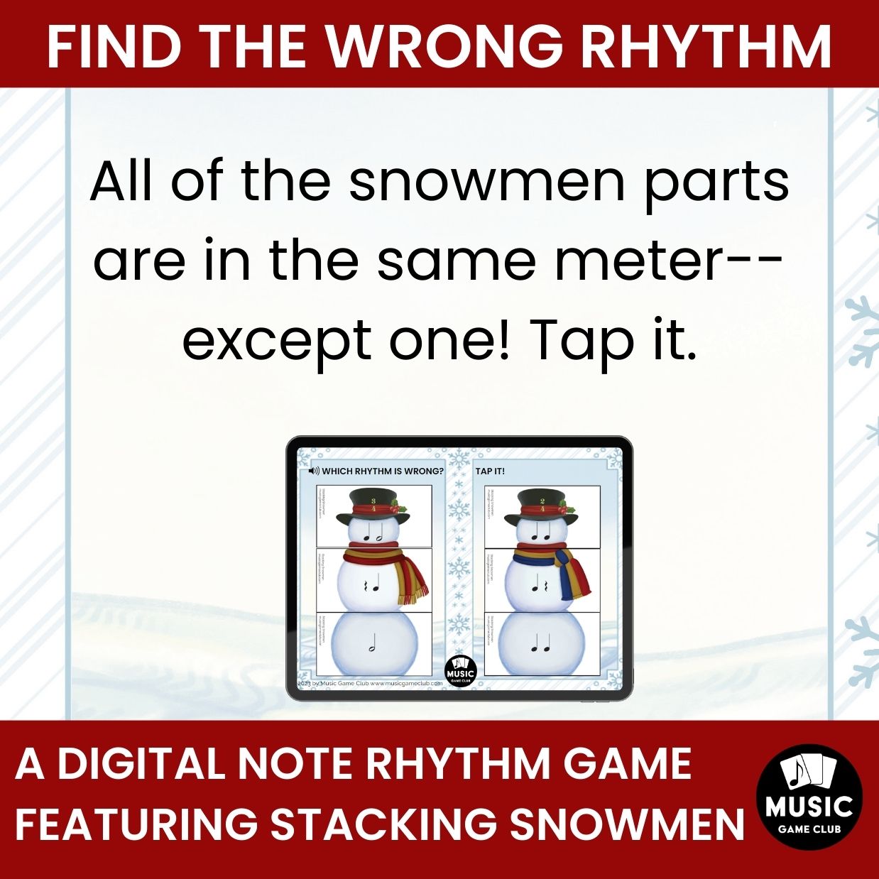 Find the Wrong Rhythm - Easy Boom™ Cards Digital Music Game Boom™ Cards Digital Music Game (Stacking Snowmen 4)