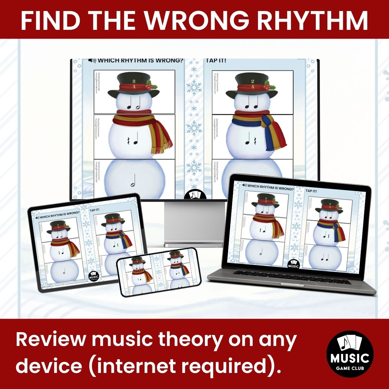 Find the Wrong Rhythm - Easy Boom™ Cards Digital Music Game Boom™ Cards Digital Music Game (Stacking Snowmen 4)