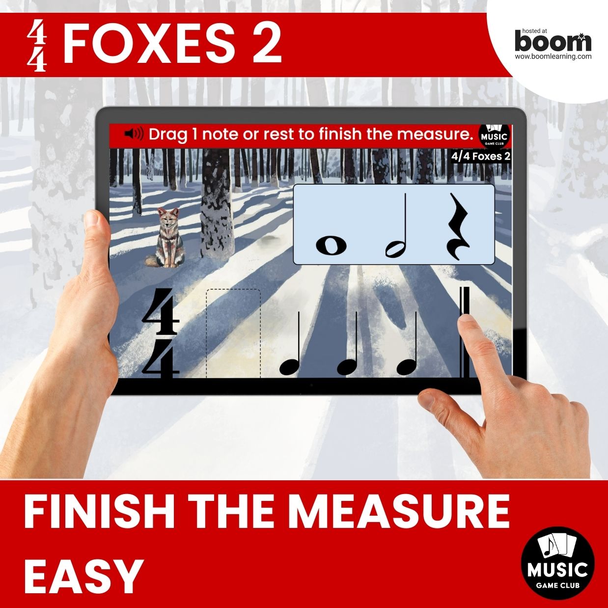 Finish the Measure EASY Boom™ Cards Digital Music Game (4/4 Foxes 2)