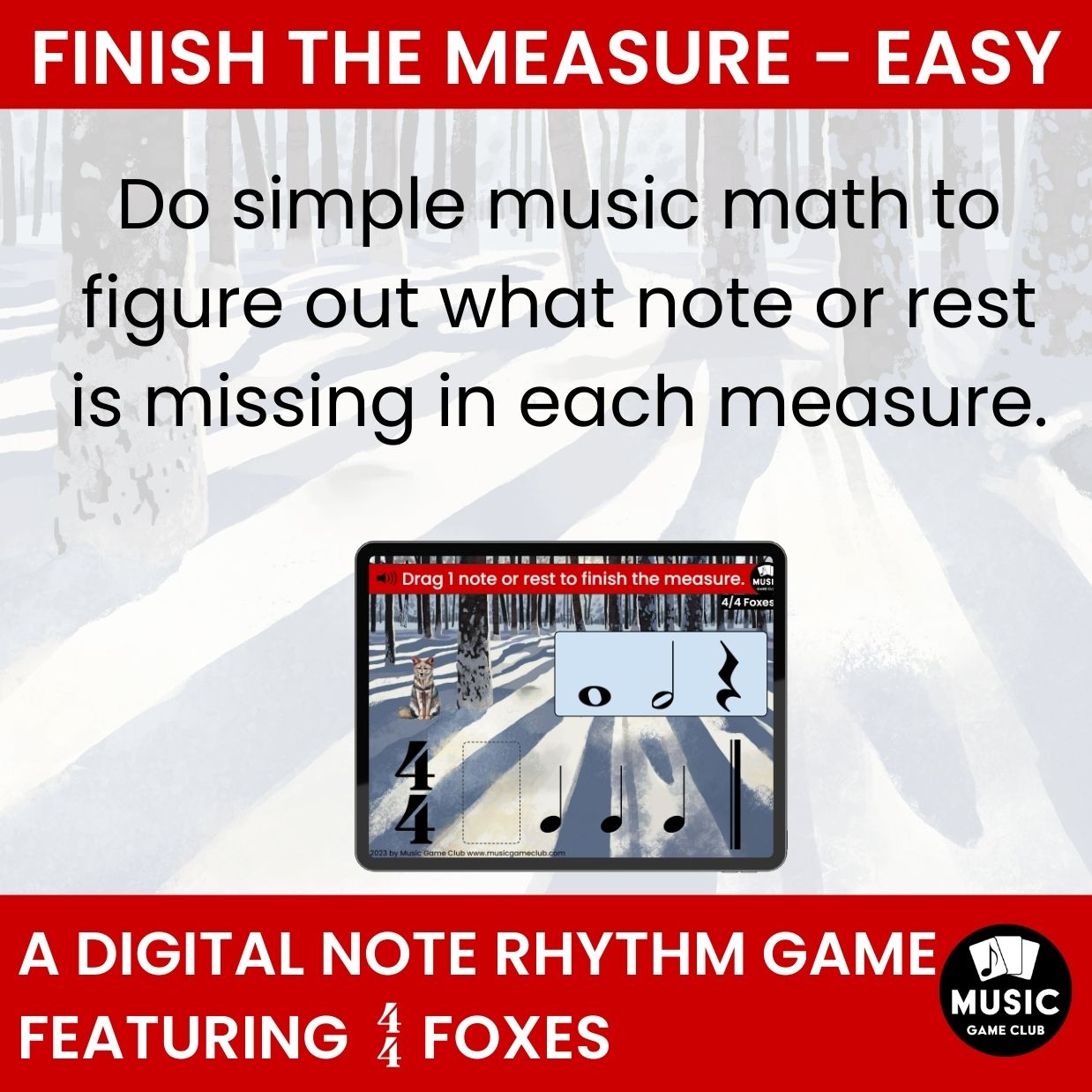 Finish the Measure EASY Boom™ Cards Digital Music Game (4/4 Foxes 2)