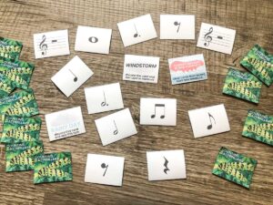 Counting Caterpillars rhythm building music game cards