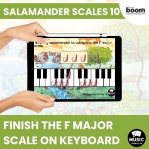 Finish the F Major Scale on the Keyboard Boom Cards Digital Music Game Salamander Scales Deck 10