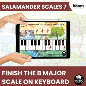 Finish the B Major Scale on Keyboard Boom Cards Digital Music Game Salamander Scales Deck 7
