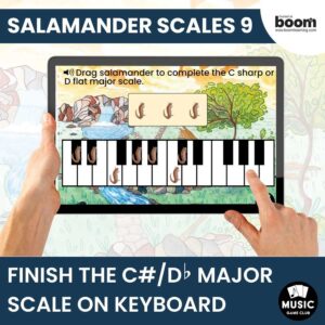 Finish the C#/Db Major Scale on the Keyboard Boom Cards Digital Music Game Salamander Scales Deck 9