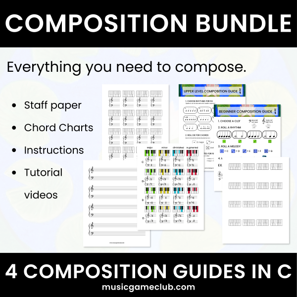 Composition Guide Examples Composition Guide Bundle in C - teach students to compose in 2/4, 3/4 ...