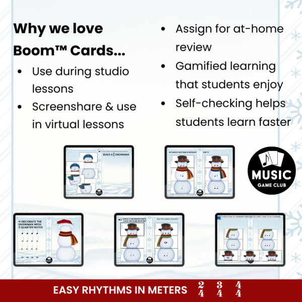 Stacking Snowmen: Digital Rhythm Game – Boom™ Cards - Music Game Club